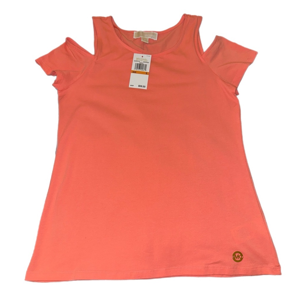 Michael Kors Coral Cold Shoulder Tee